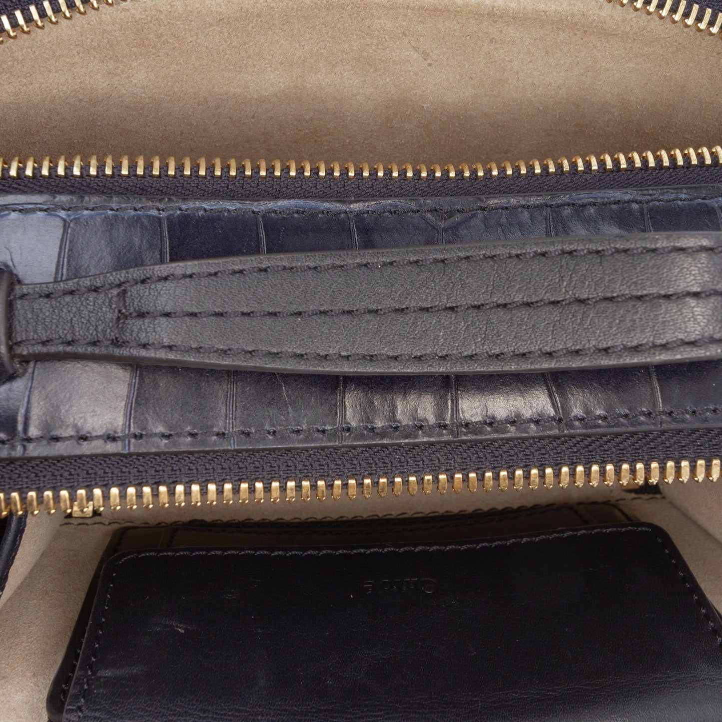 Mini Croc Embossed Leather C Vanity Bag