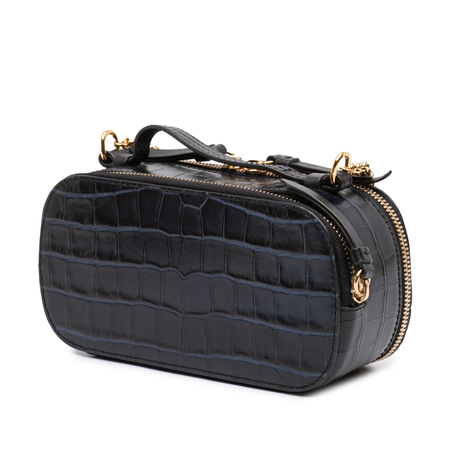 Mini Croc Embossed Leather C Vanity Bag