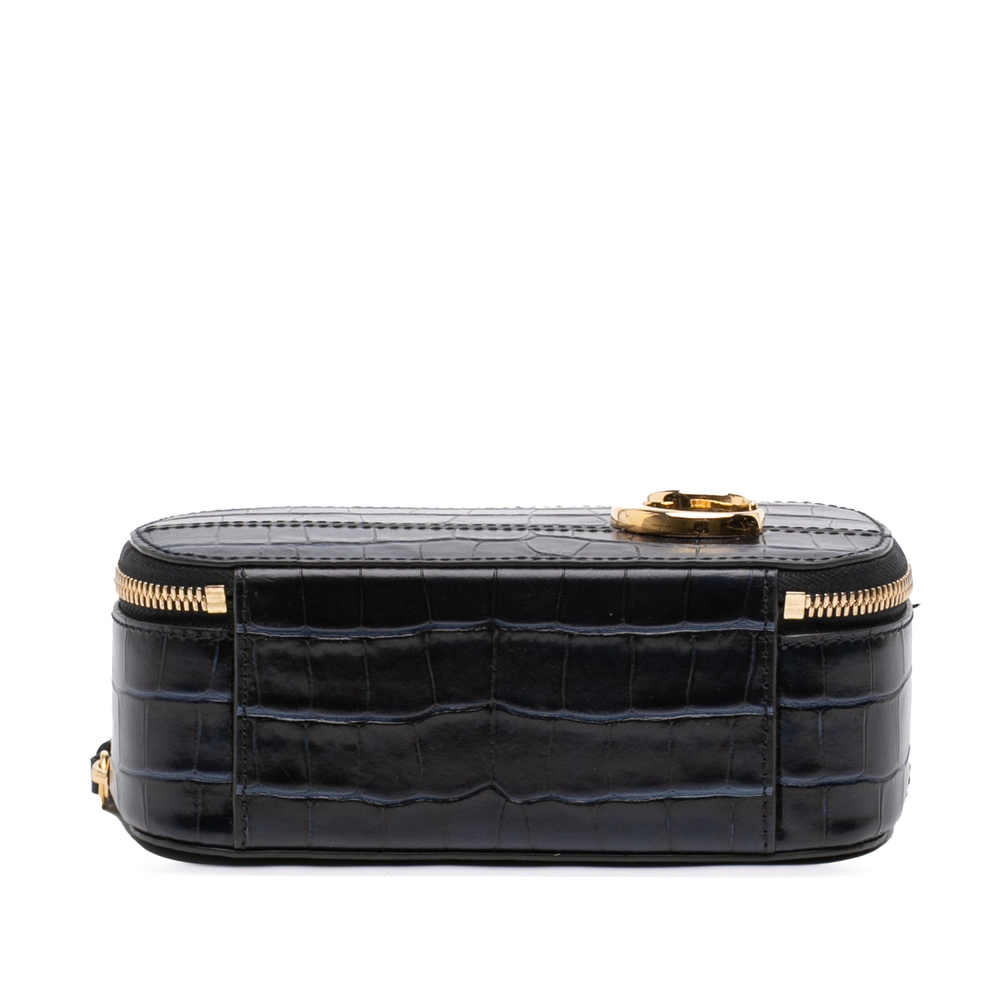 Mini Croc Embossed Leather C Vanity Bag