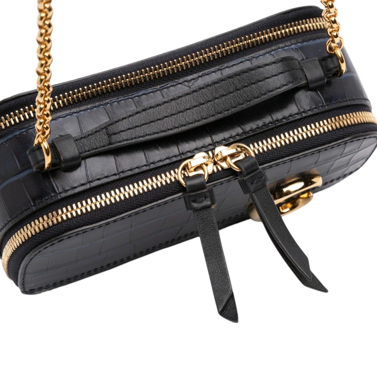 Mini Croc Embossed Leather C Vanity Bag