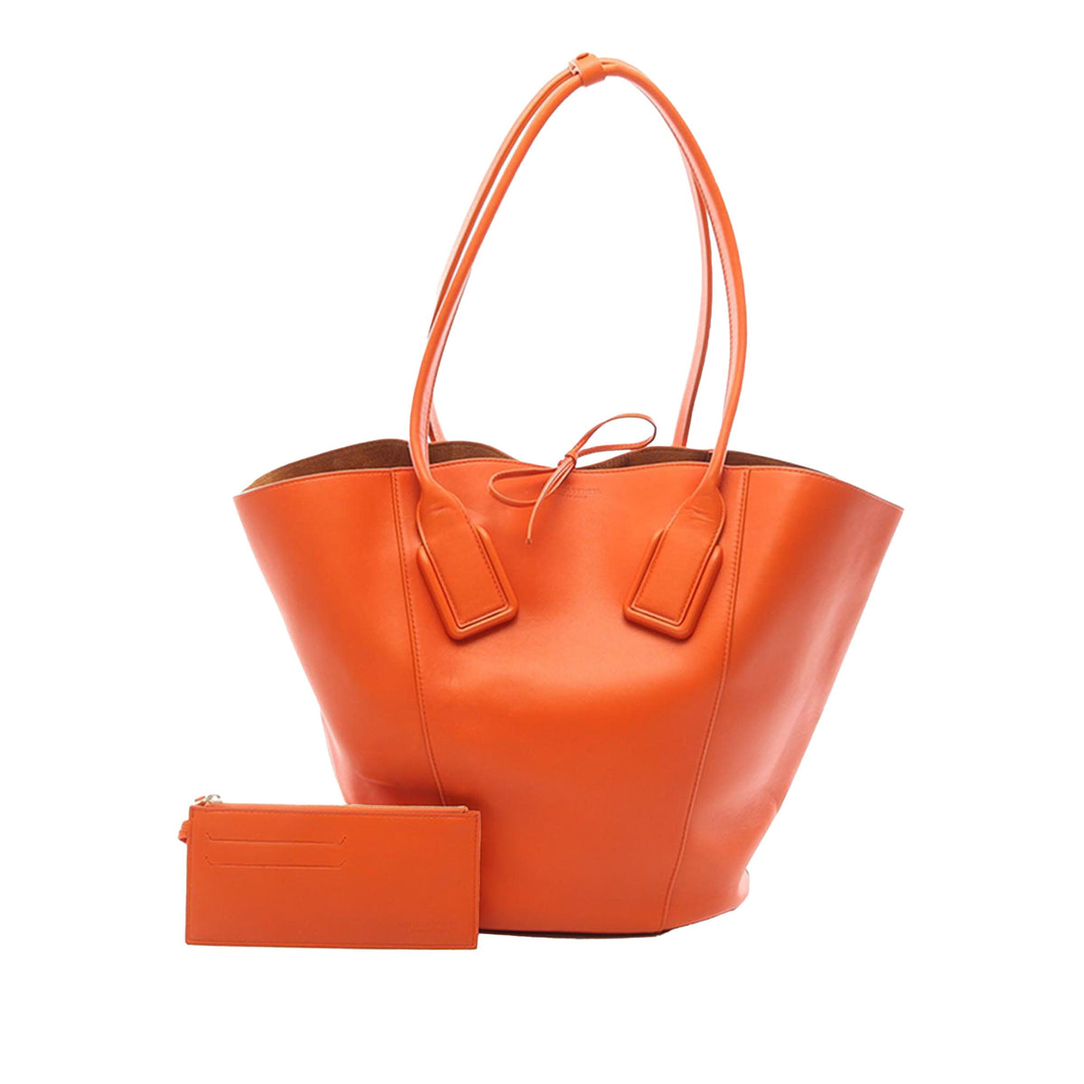 Bottega Veneta Large Leather Basket Tote — Orange