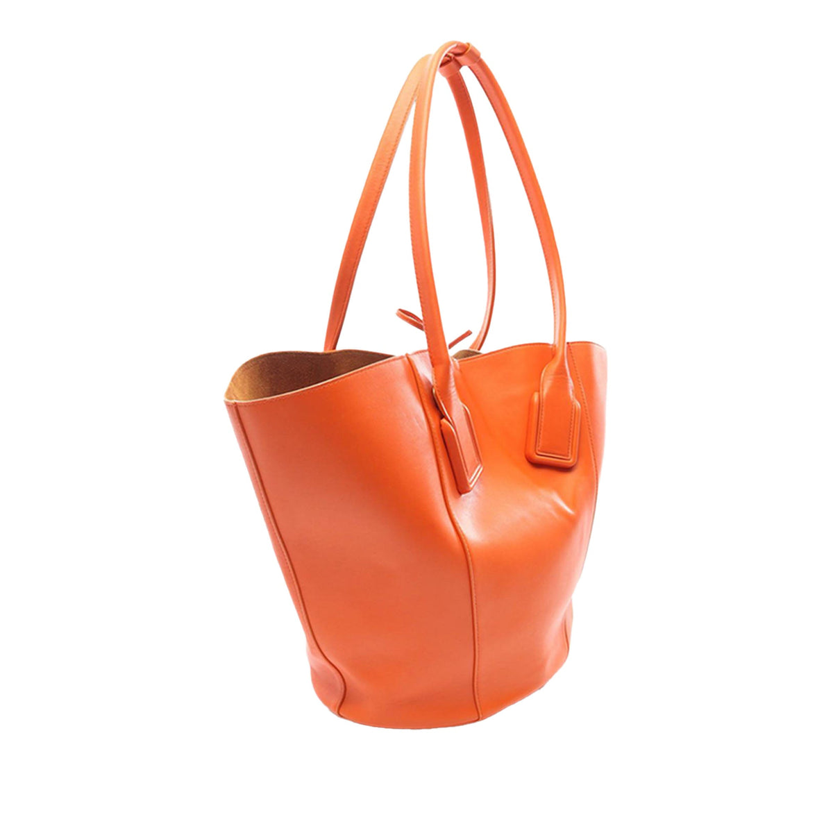 Bottega Veneta Large Leather Basket Tote — Orange