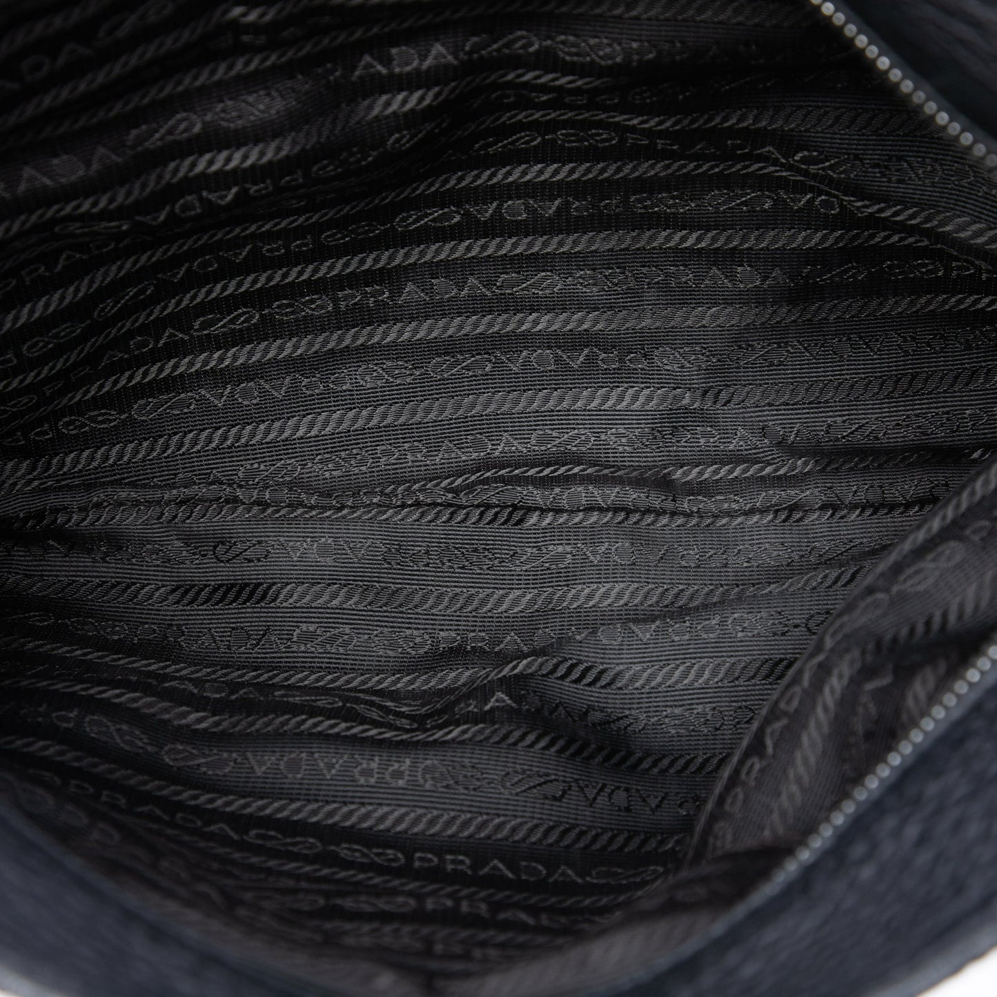 Prada Vitello Daino Trimmed Tessuto Zip Top Crossbody