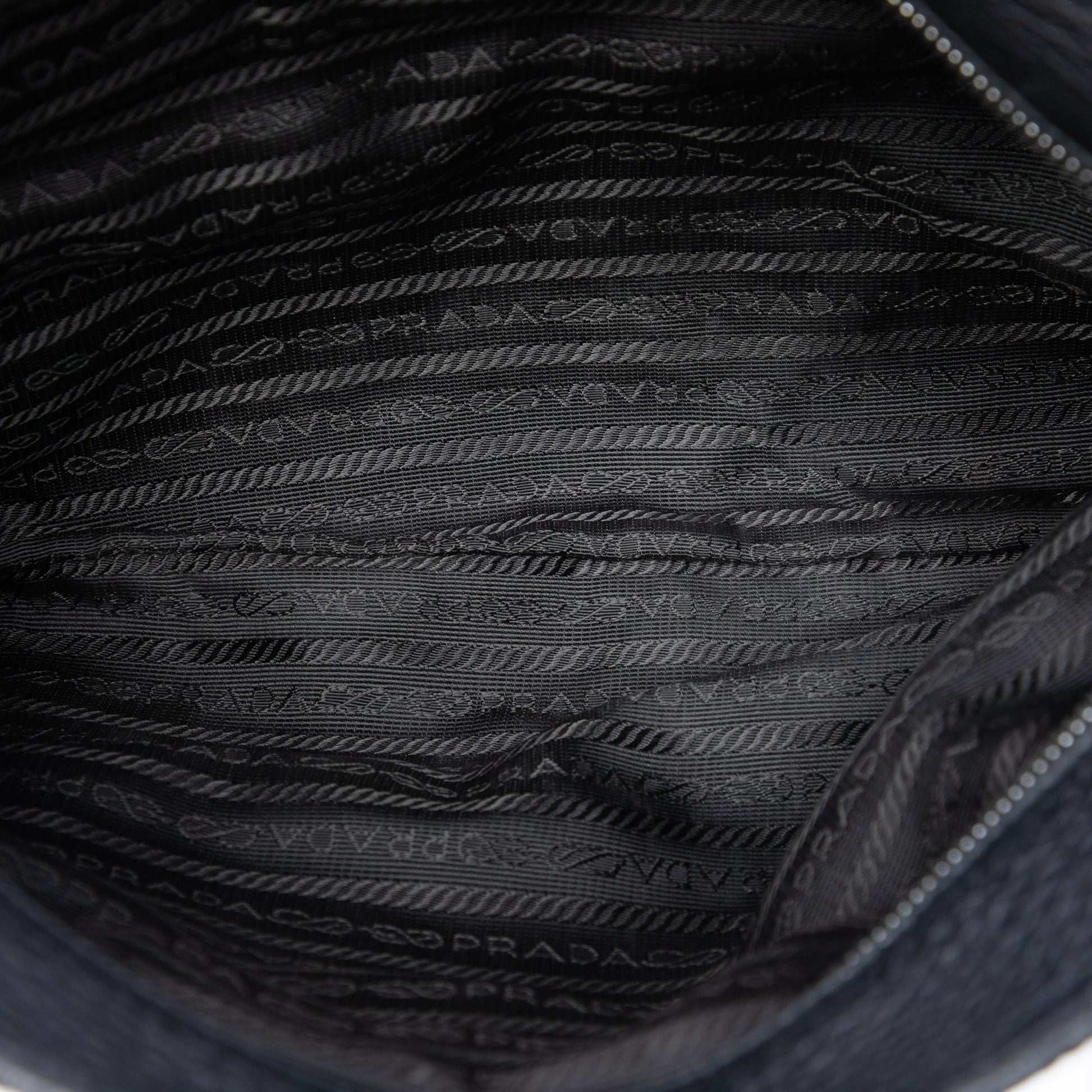 Prada Vitello Daino Trimmed Tessuto Zip Top Crossbody