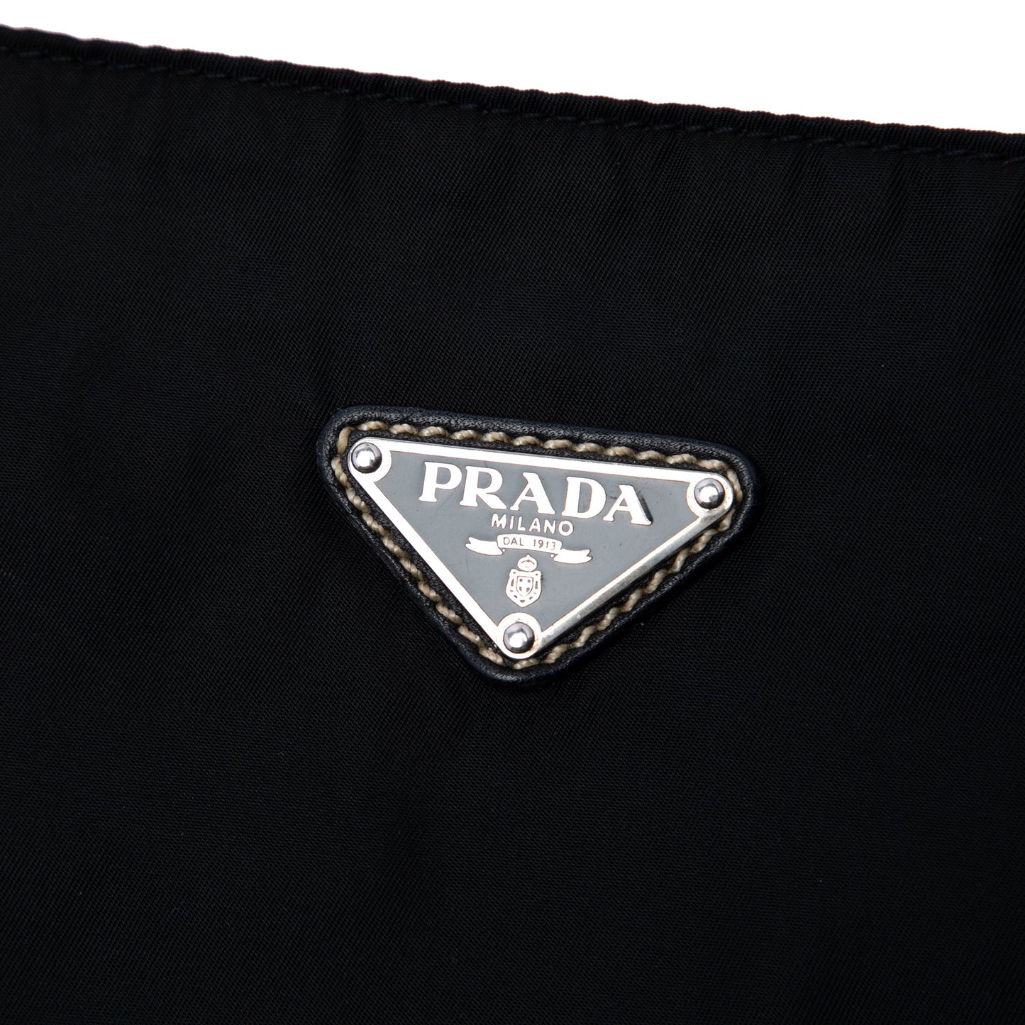 Prada Vitello Daino Trimmed Tessuto Zip Top Crossbody