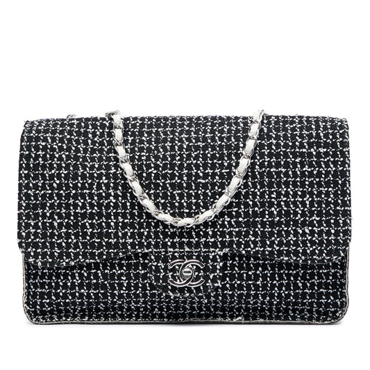 Chanel Jumbo Classic Tweed and Calfskin Single Flap