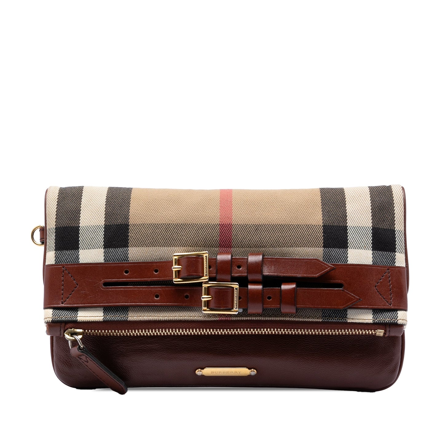 Burberry House Check Canvas and Leather Adeline Fold Over Wristlet Clutch