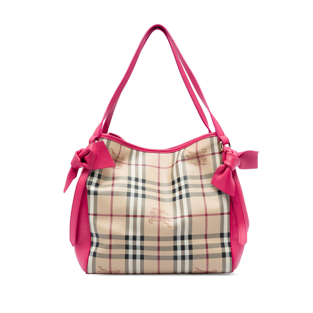 Burberry Small Haymarket Check Coated Canvas and Calfskin Canterbury Bow Tote