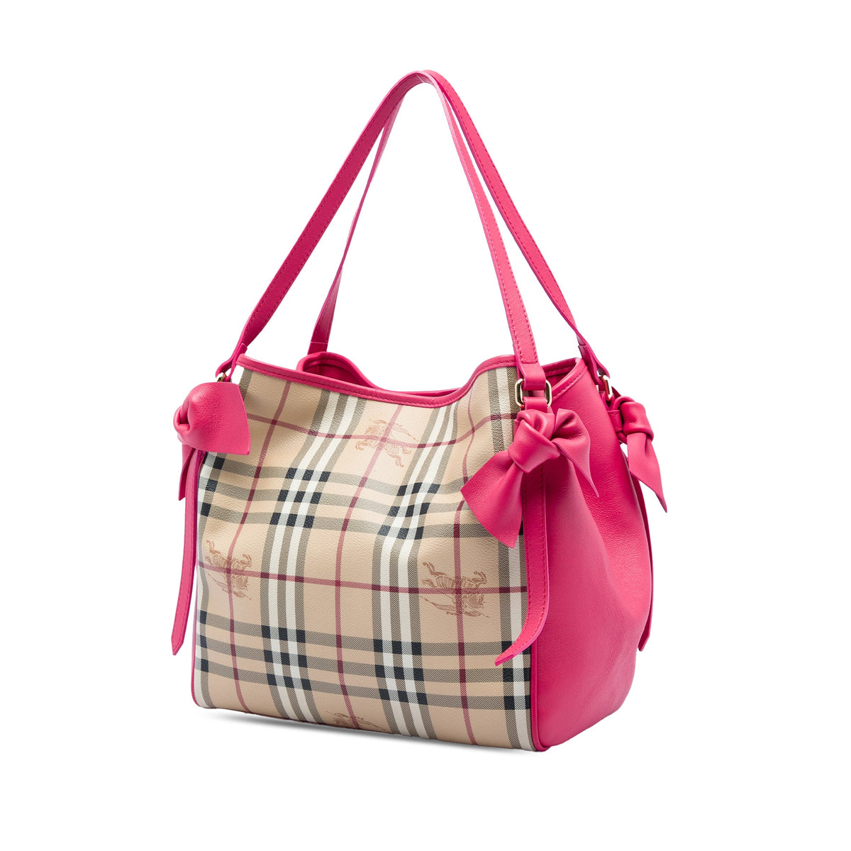 Burberry Small Haymarket Check Coated Canvas and Calfskin Canterbury Bow Tote