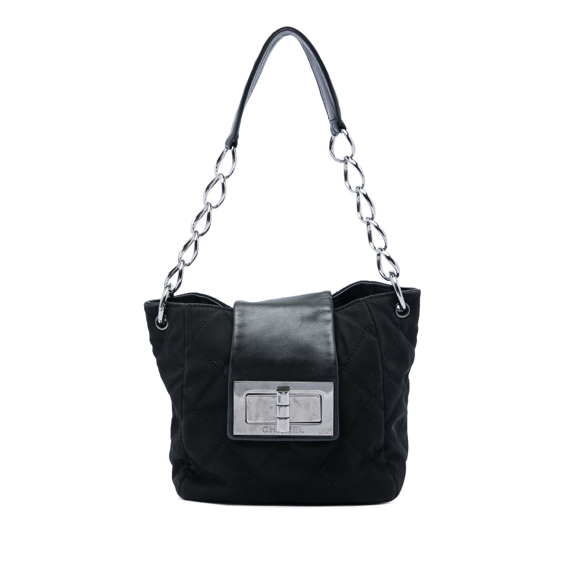 Chanel Quilted Nylon Giant Mademoiselle Turnlock Shoulder Bag