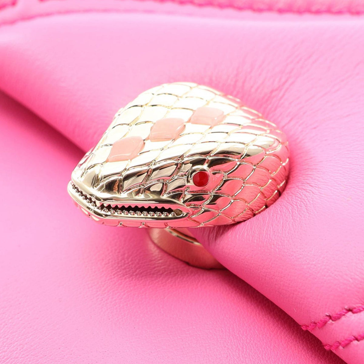 Bvlgari Mini Leather Serpenti Cabochon Satchel — Pink