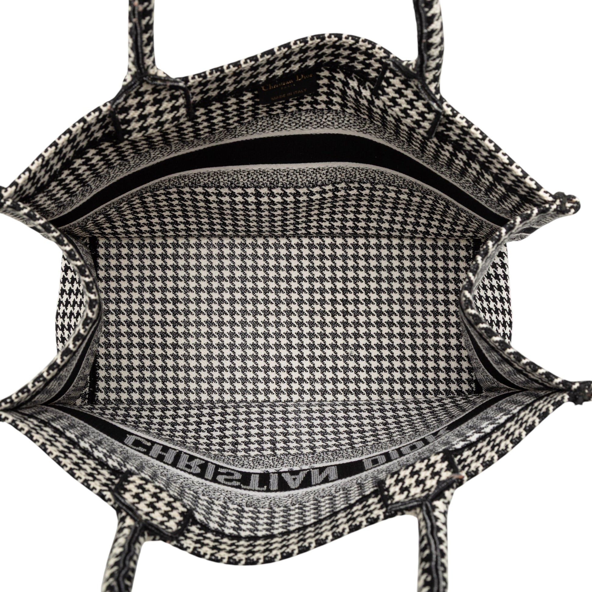Dior Medium Canvas Houndstooth Embroidered Book Tote