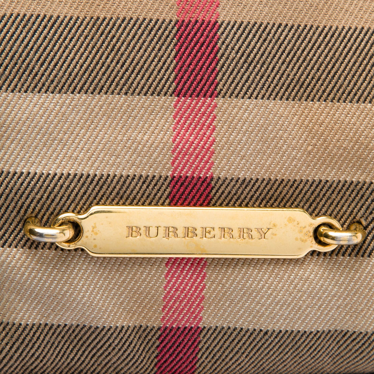 Burberry Small House Check Canvas Bridle Salisbury Tote — Brown