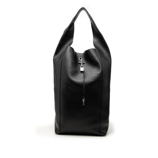 Saint Laurent Large Supple Calfskin Tanger Hobo — Black