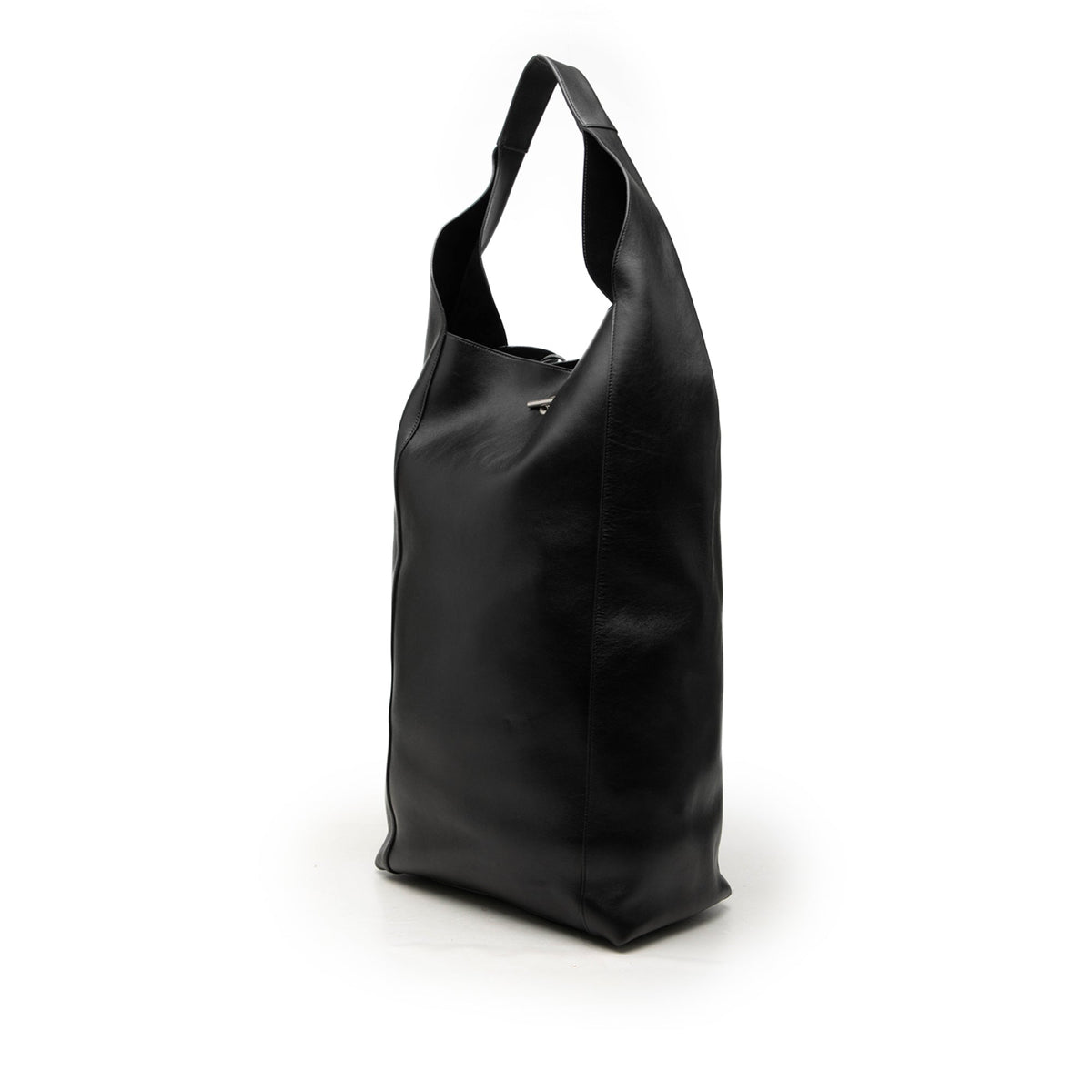 Saint Laurent Large Supple Calfskin Tanger Hobo — Black