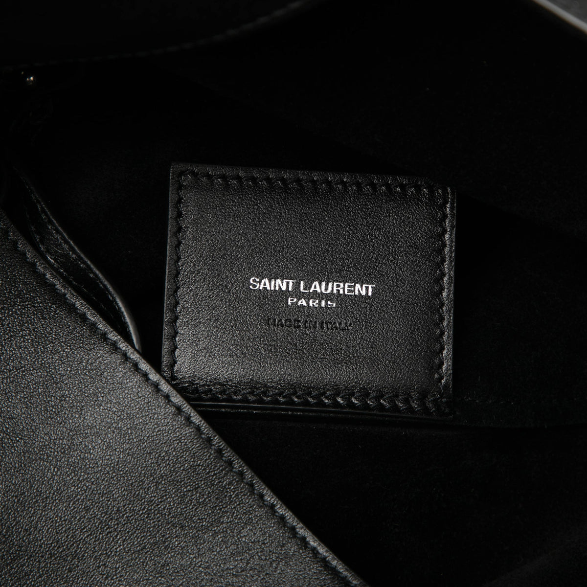 Saint Laurent Large Supple Calfskin Tanger Hobo — Black