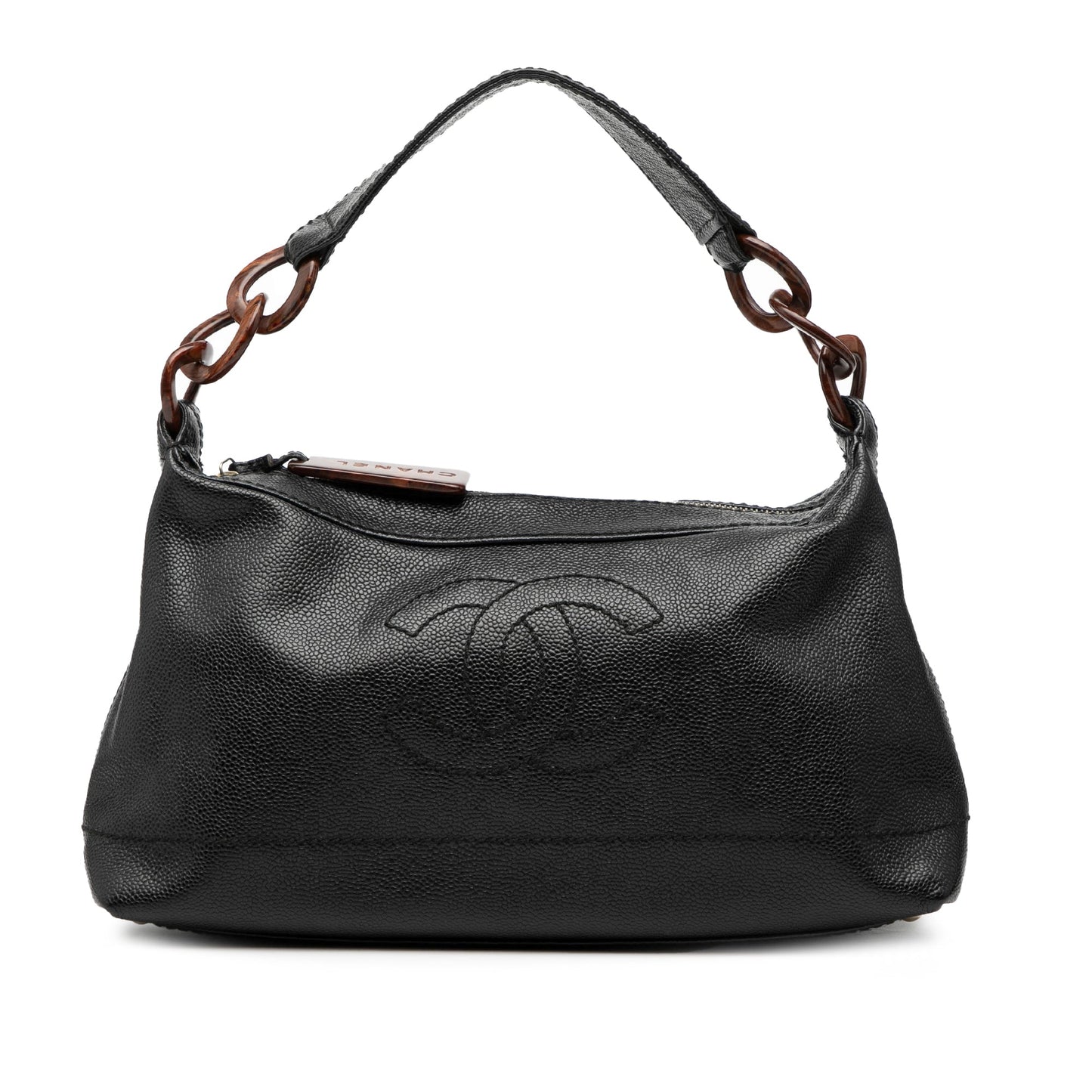 Chanel CC Caviar Wooden Chain Shoulder Bag