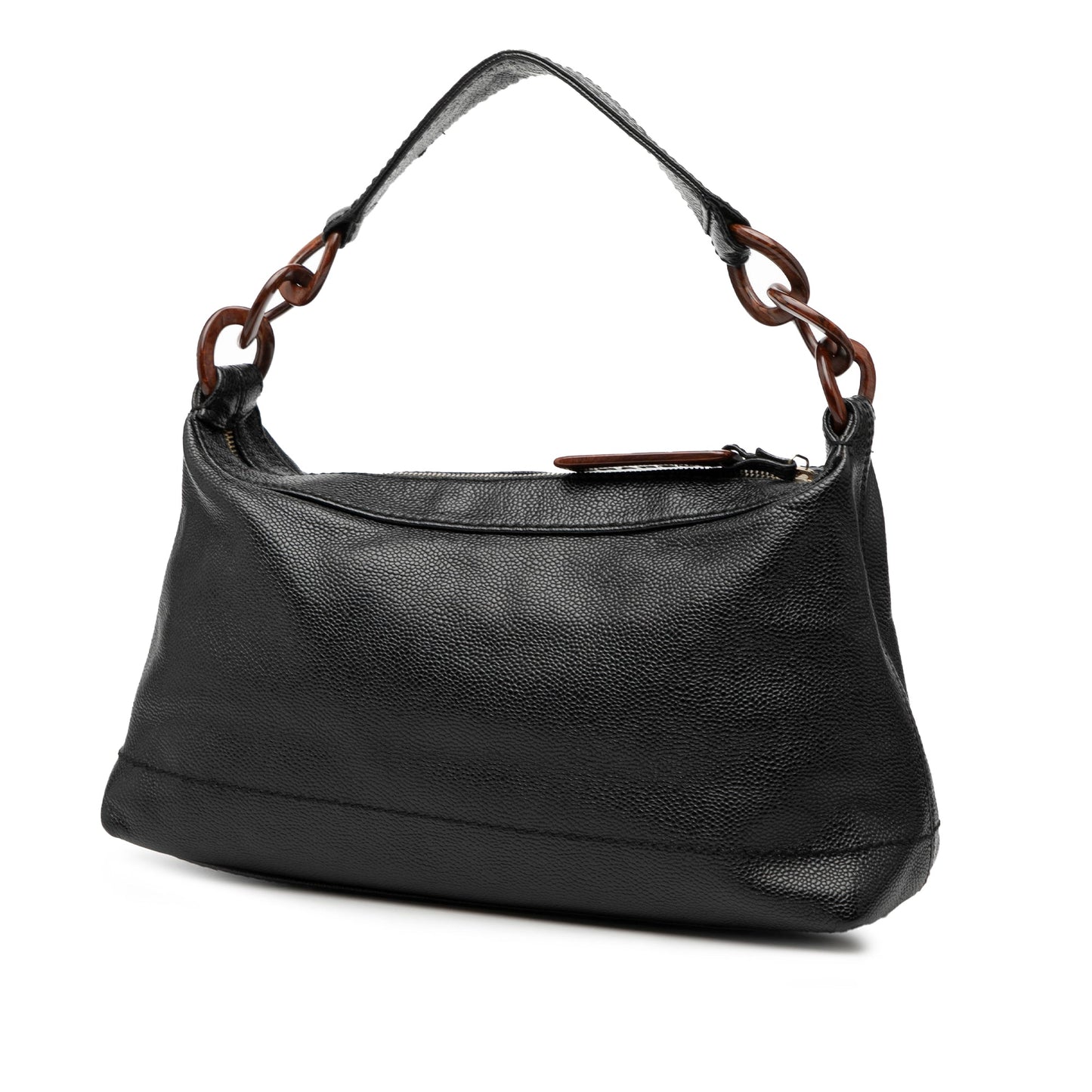 Chanel CC Caviar Wooden Chain Shoulder Bag