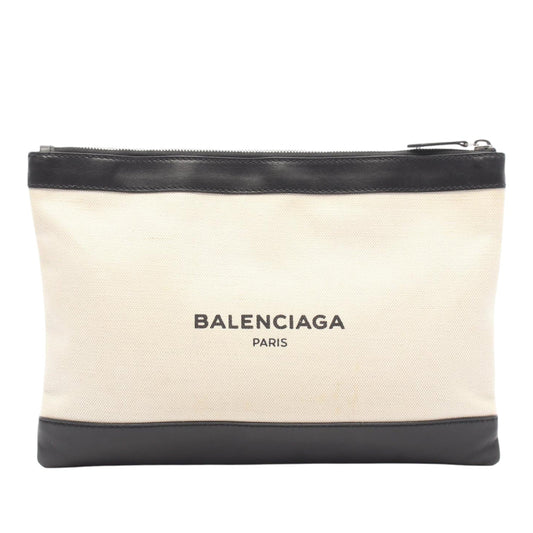 Balenciaga Canvas Navy Clip Clutch M