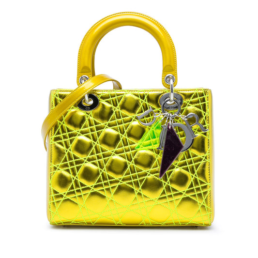 Dior Anselm Reyle Medium Metallic Lambskin Cannage Lady Dior