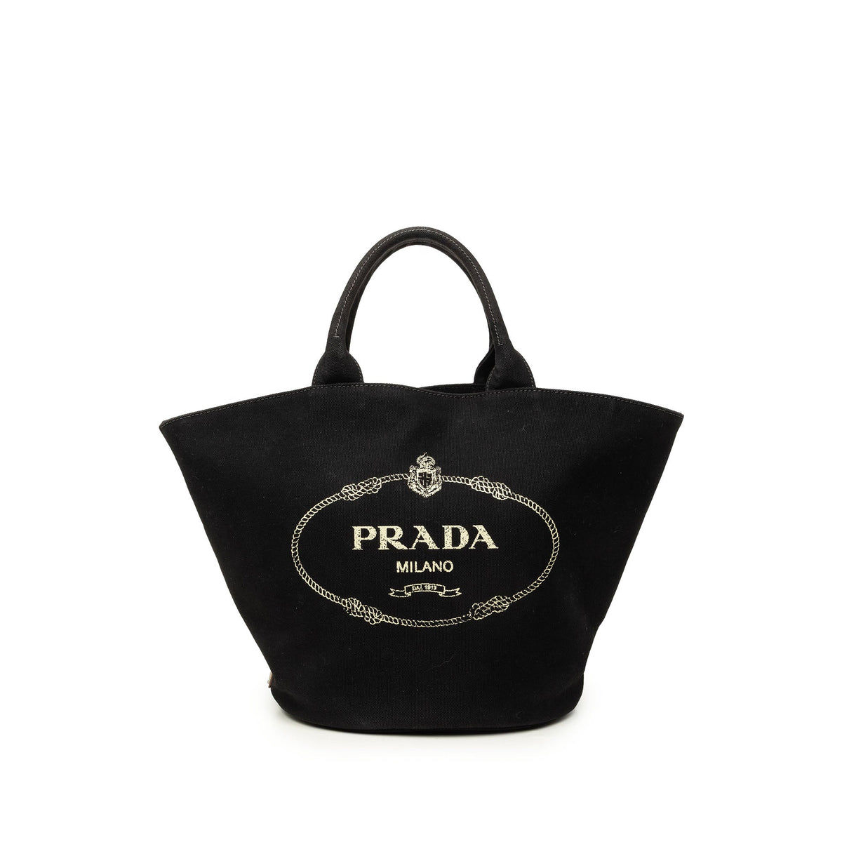 Prada Canvas Canapa Logo Tote — Black