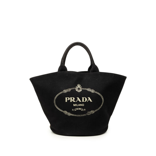 Prada Canvas Canapa Logo Tote — Black