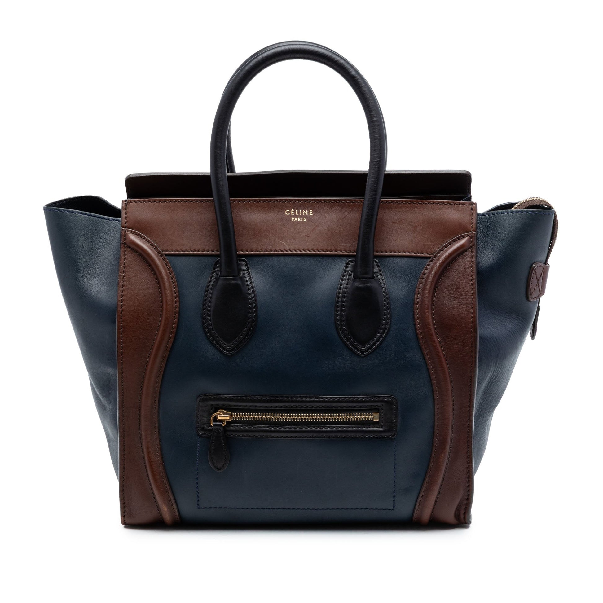 Celine Mini Tricolor Leather Luggage Tote