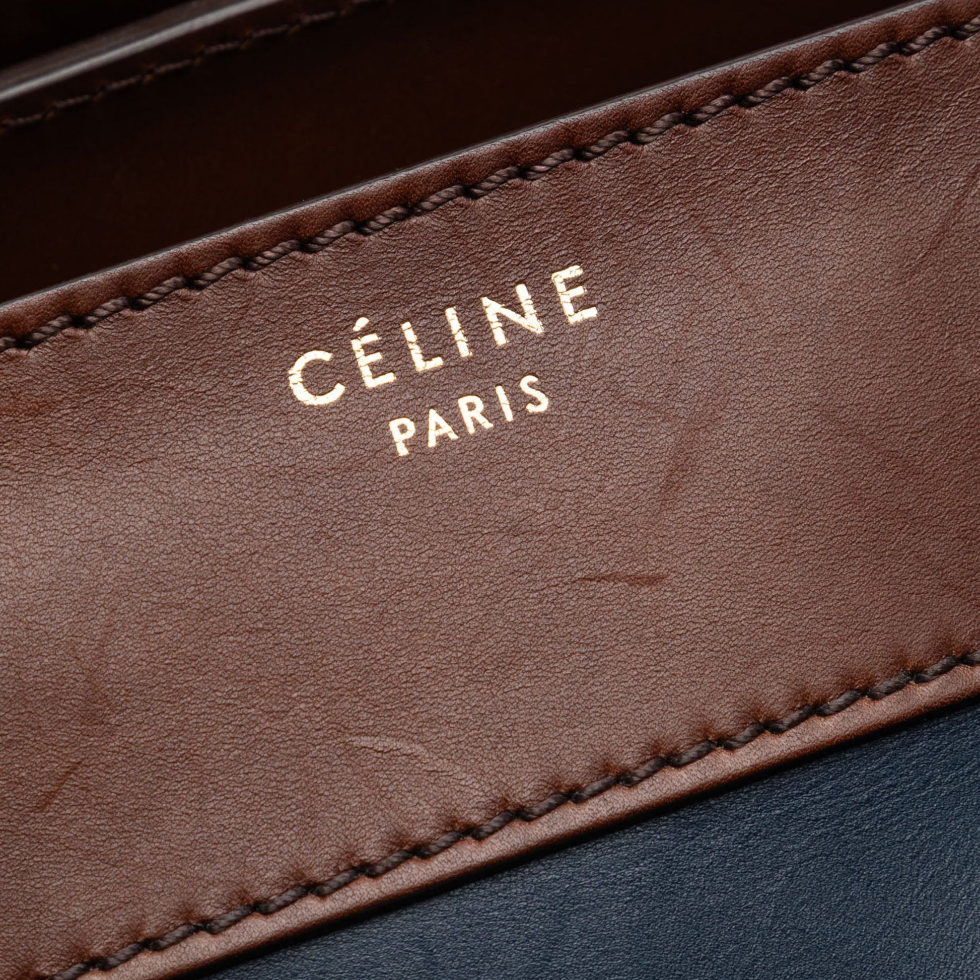 Celine Mini Tricolor Leather Luggage Tote