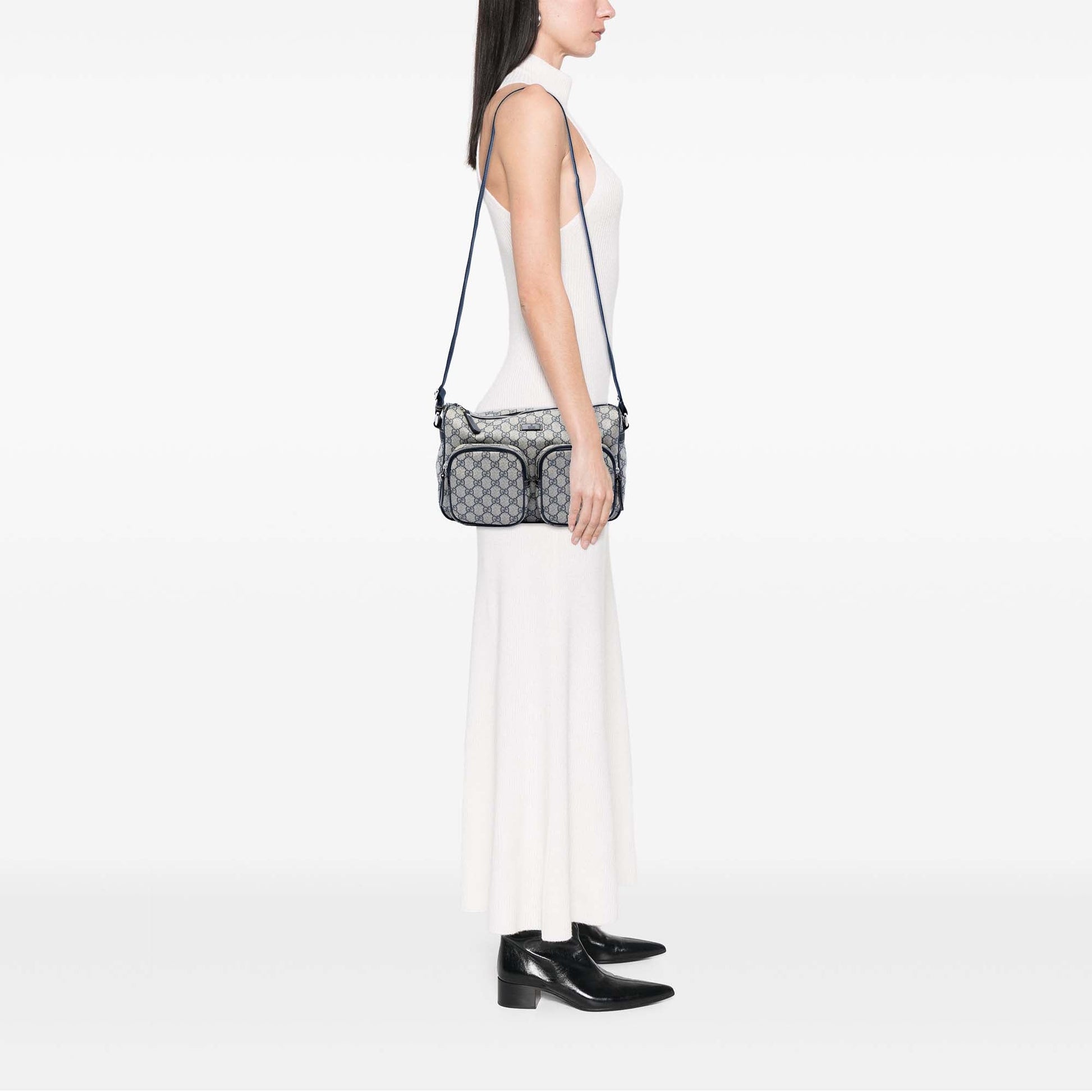Gucci GG Supreme Double Pocket Crossbody