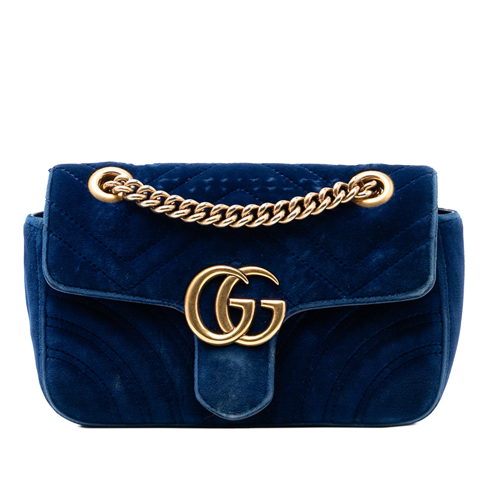 Gucci Small GG Marmont Matelasse Velvet Shoulder Bag