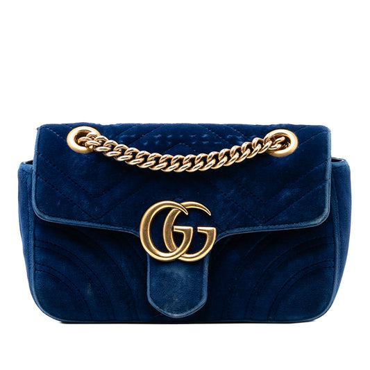 Gucci Small GG Marmont Matelasse Velvet Shoulder Bag