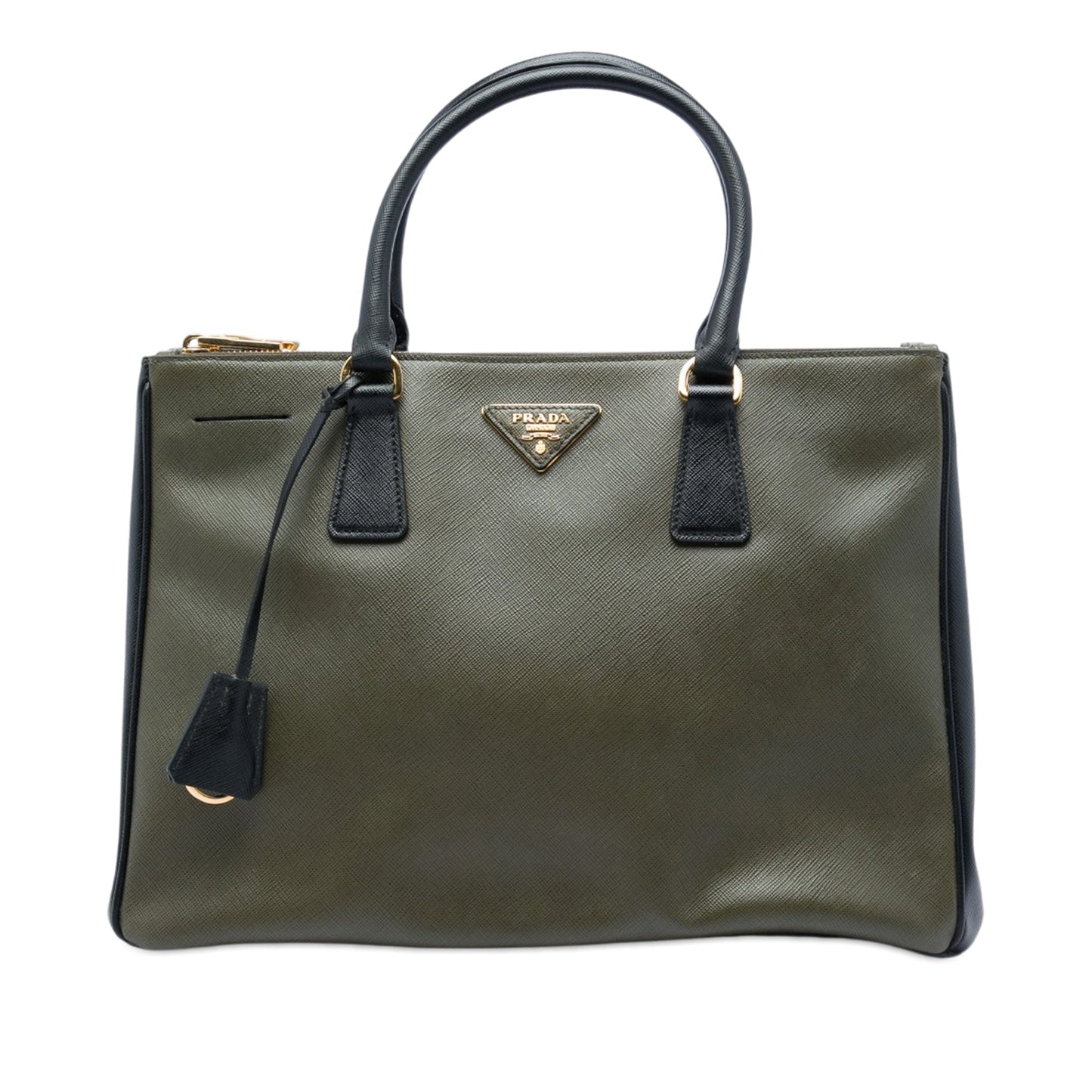 Prada Medium Bicolor Saffiano Lux Galleria Double Zip Satchel
