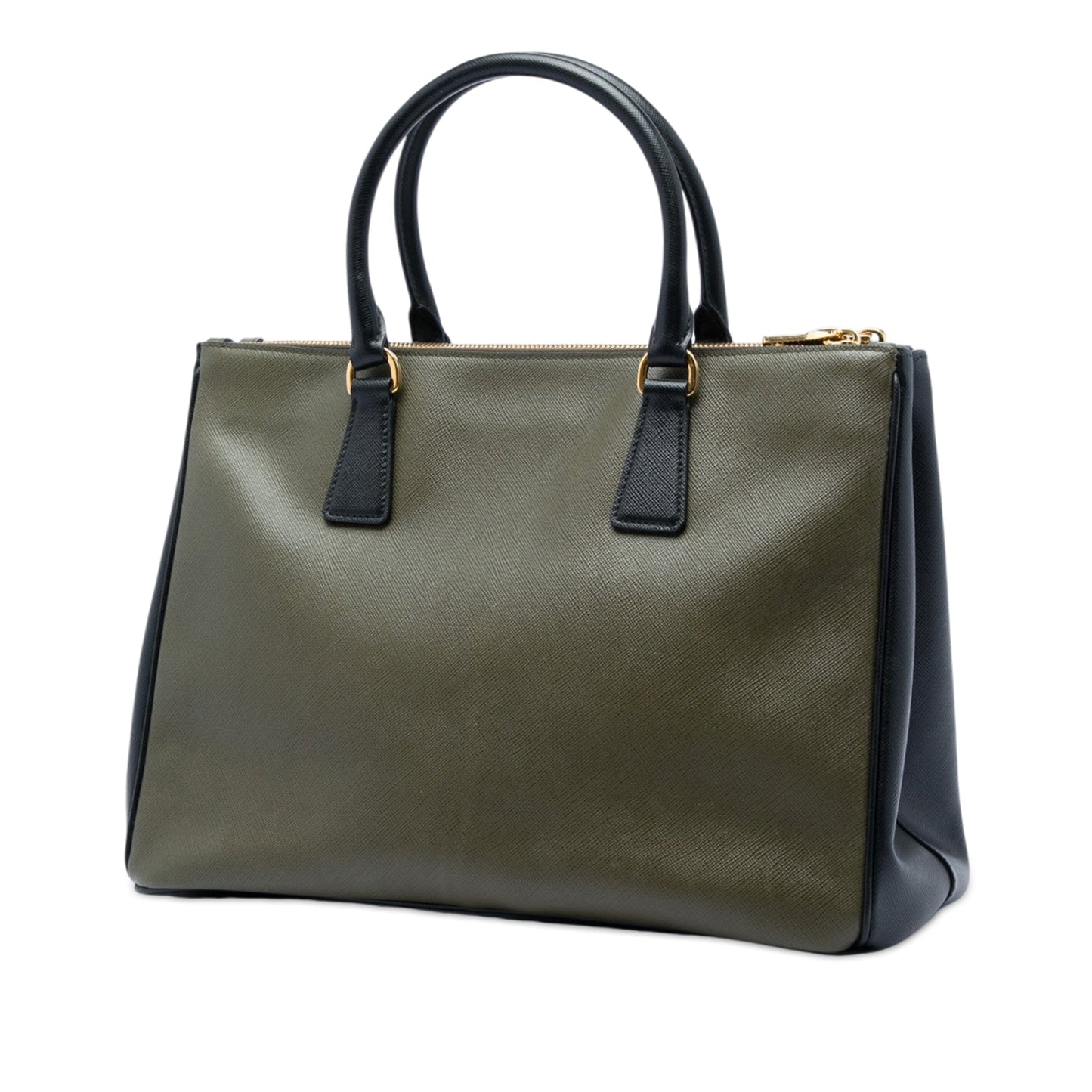 Prada Medium Bicolor Saffiano Lux Galleria Double Zip Satchel