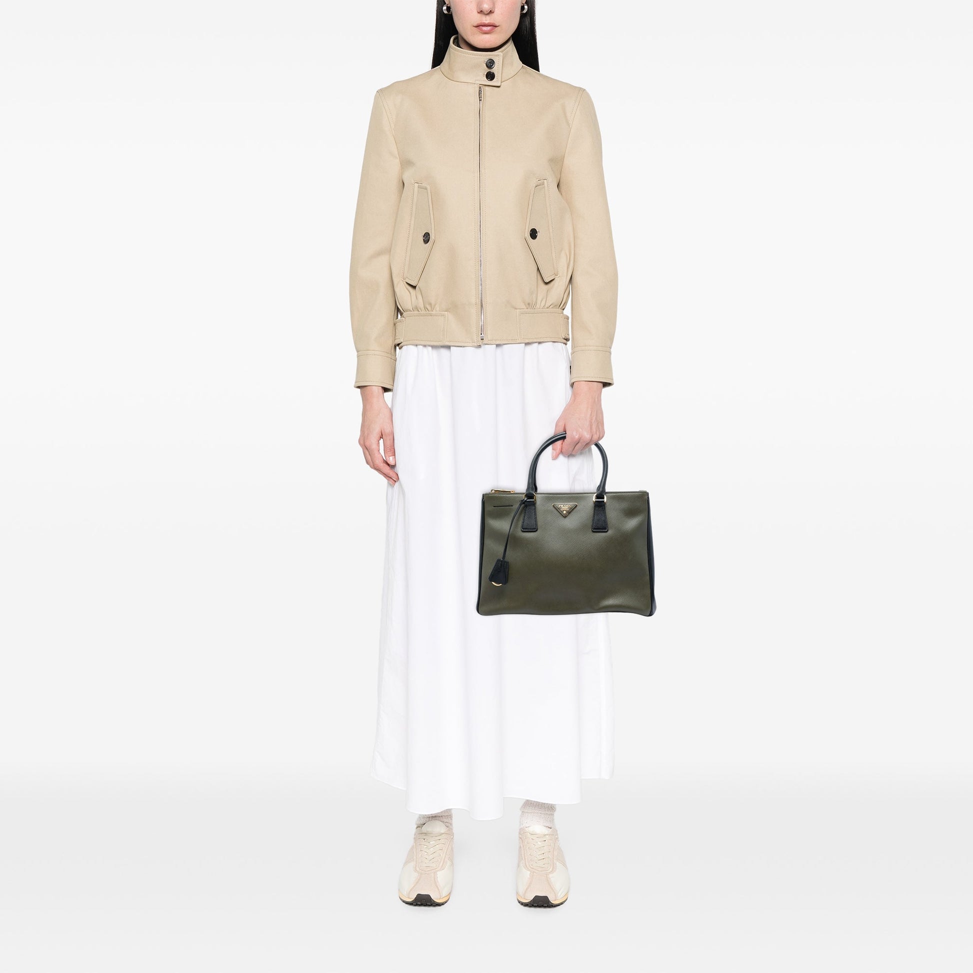 Prada Medium Bicolor Saffiano Lux Galleria Double Zip Satchel