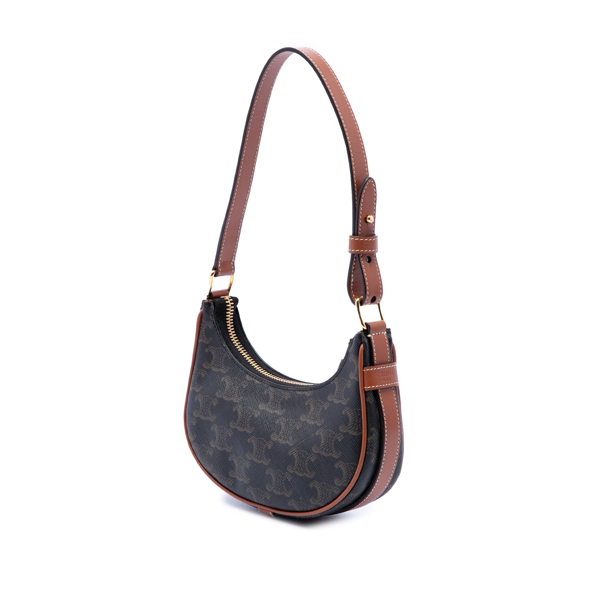 Celine Mini Triomphe Coated Canvas Ava Shoulder Bag — Brown