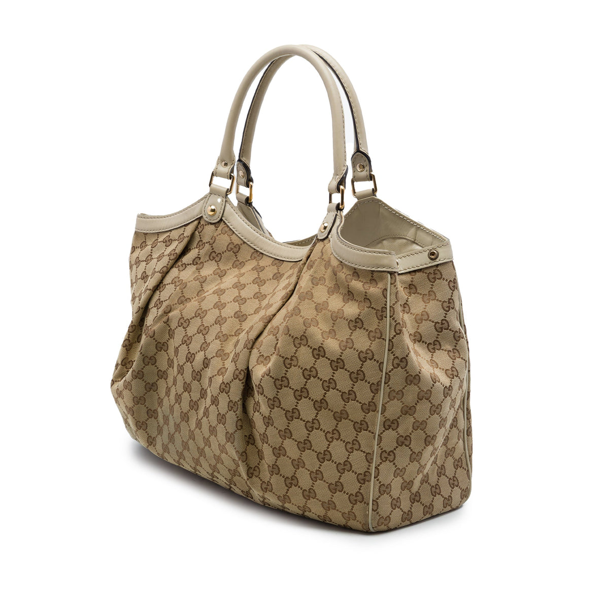 Gucci Large GG Canvas Sukey Tote — Beige
