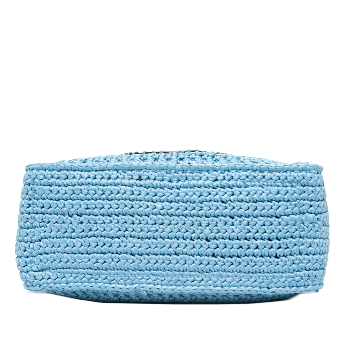 Stella McCartney Embroidered Leather Logo Straw Convertible Tote — Blue