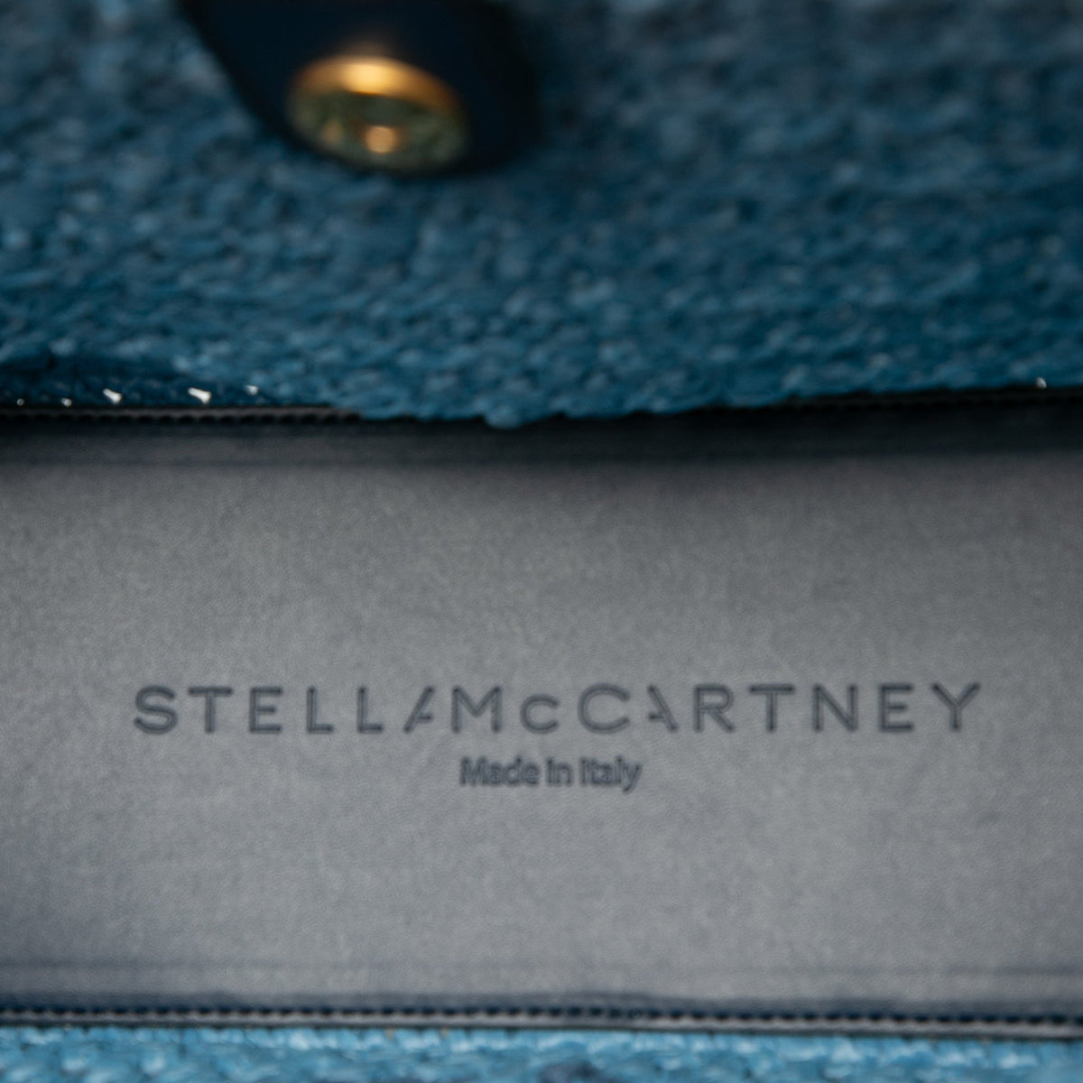 Stella McCartney Embroidered Leather Logo Straw Convertible Tote — Blue