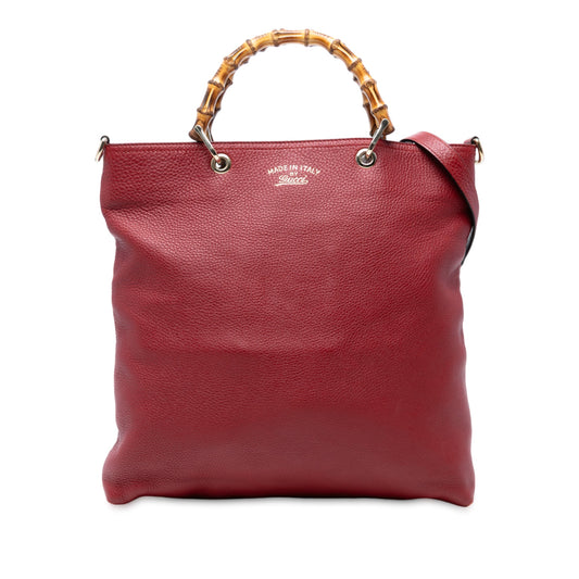 Gucci Tall Leather Bamboo Shopper Tote