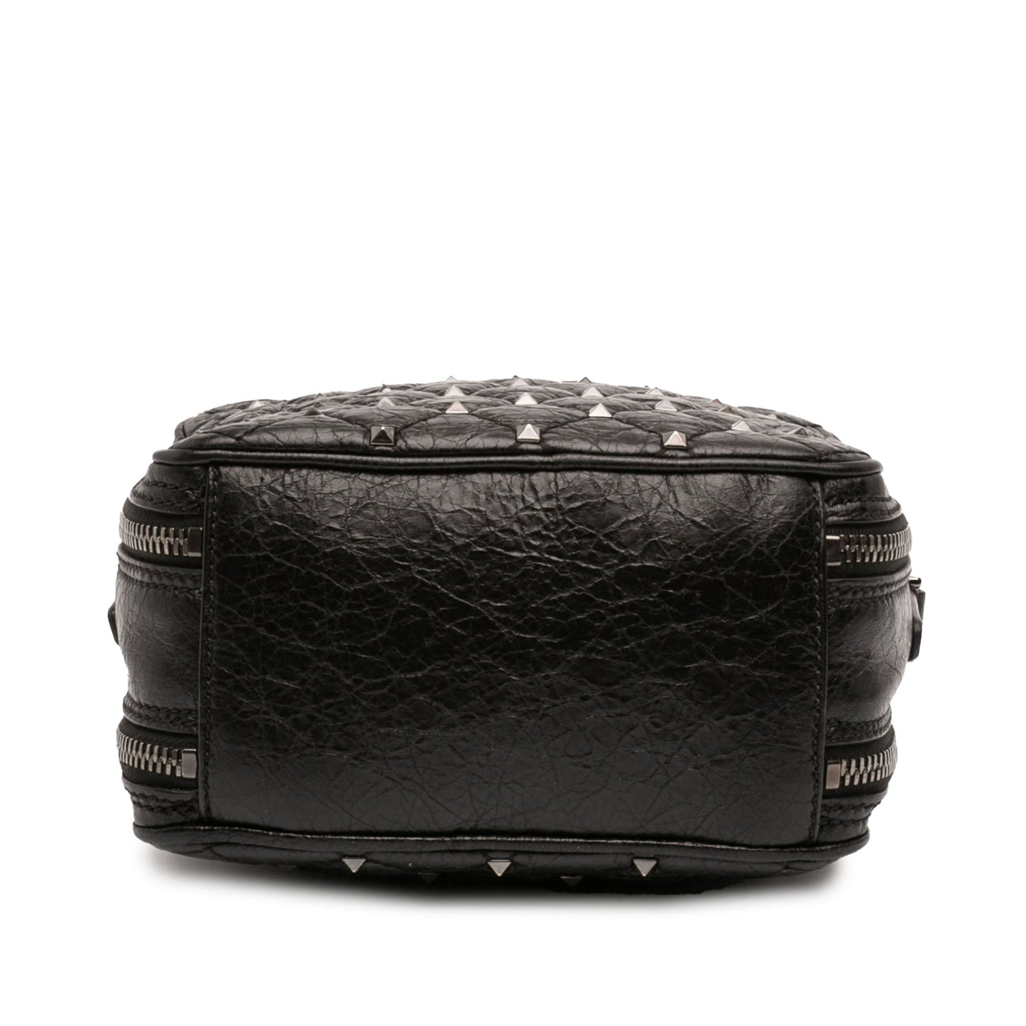 Valentino Quilted Crinkled Leather Rockstud Double Zip Camera Bag