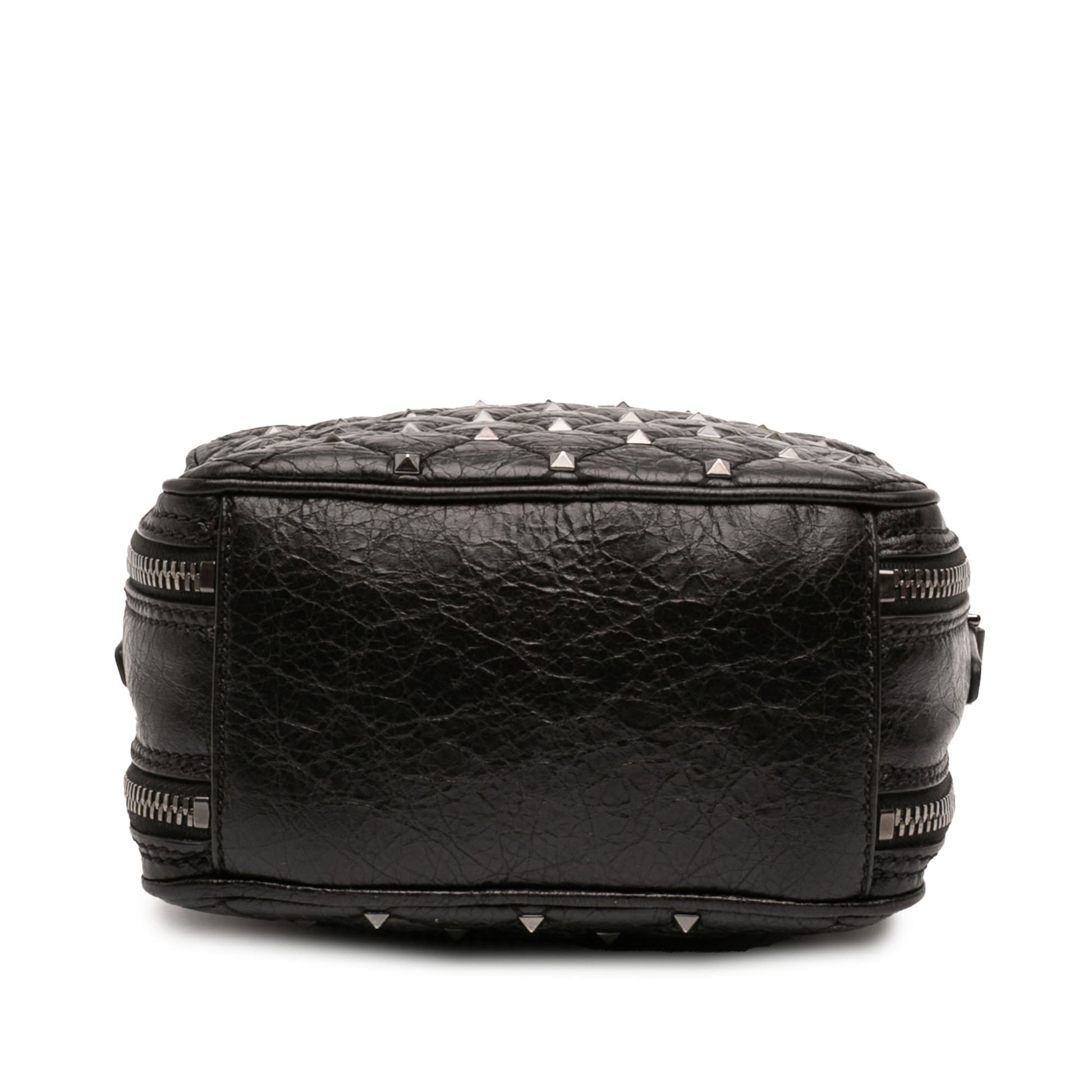 Valentino Quilted Crinkled Leather Rockstud Double Zip Camera Bag