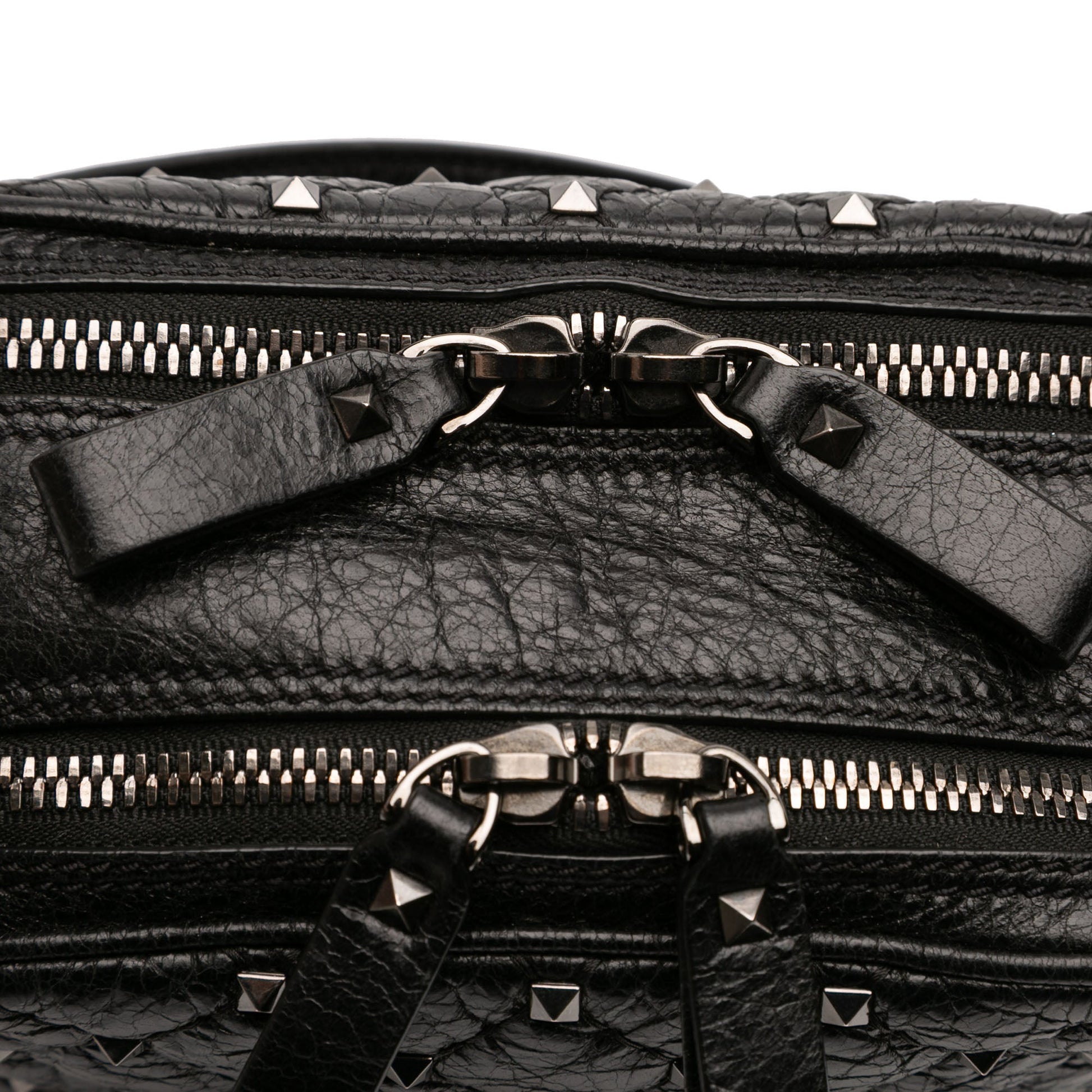 Valentino Quilted Crinkled Leather Rockstud Double Zip Camera Bag