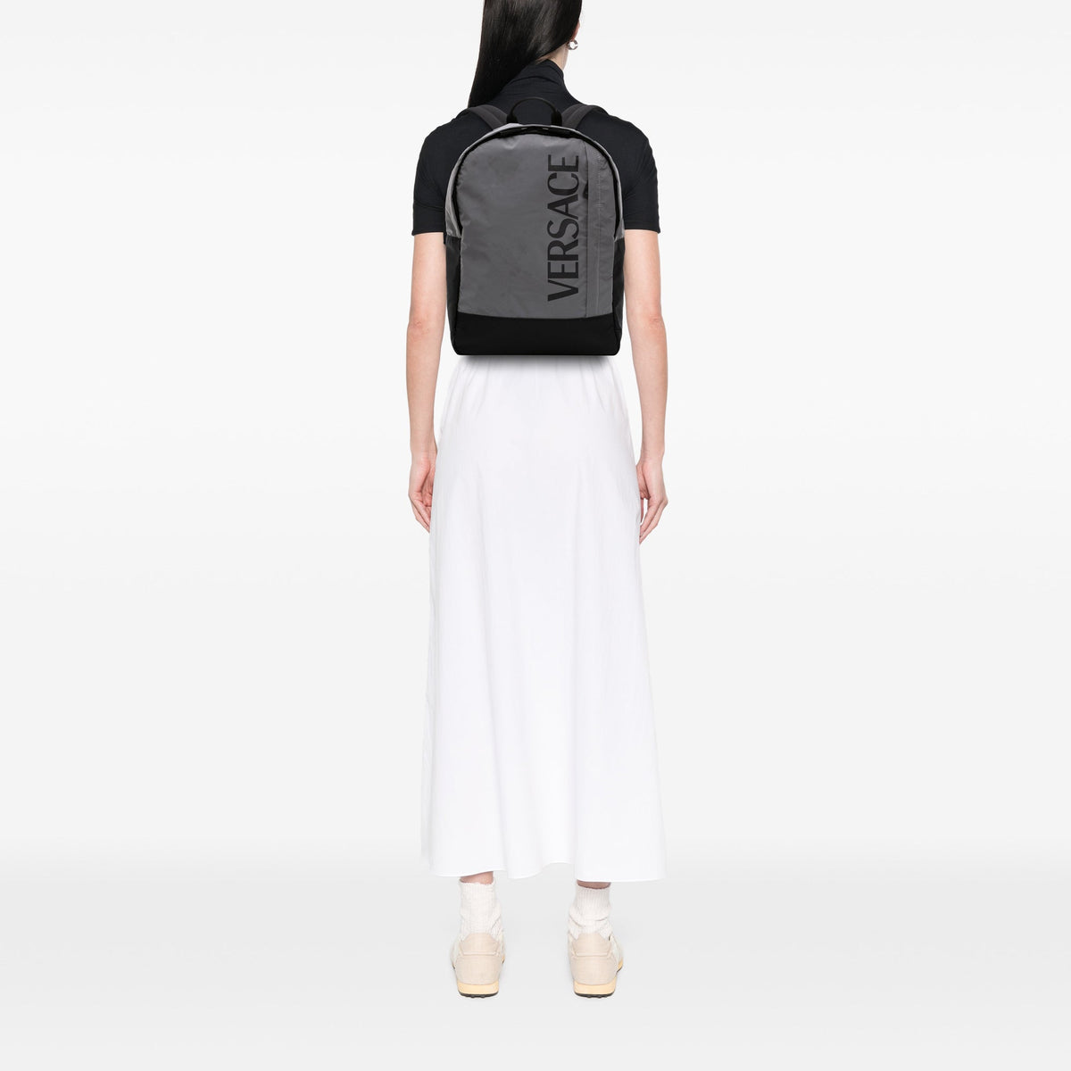 Versace Nylon Logo Print Backpack