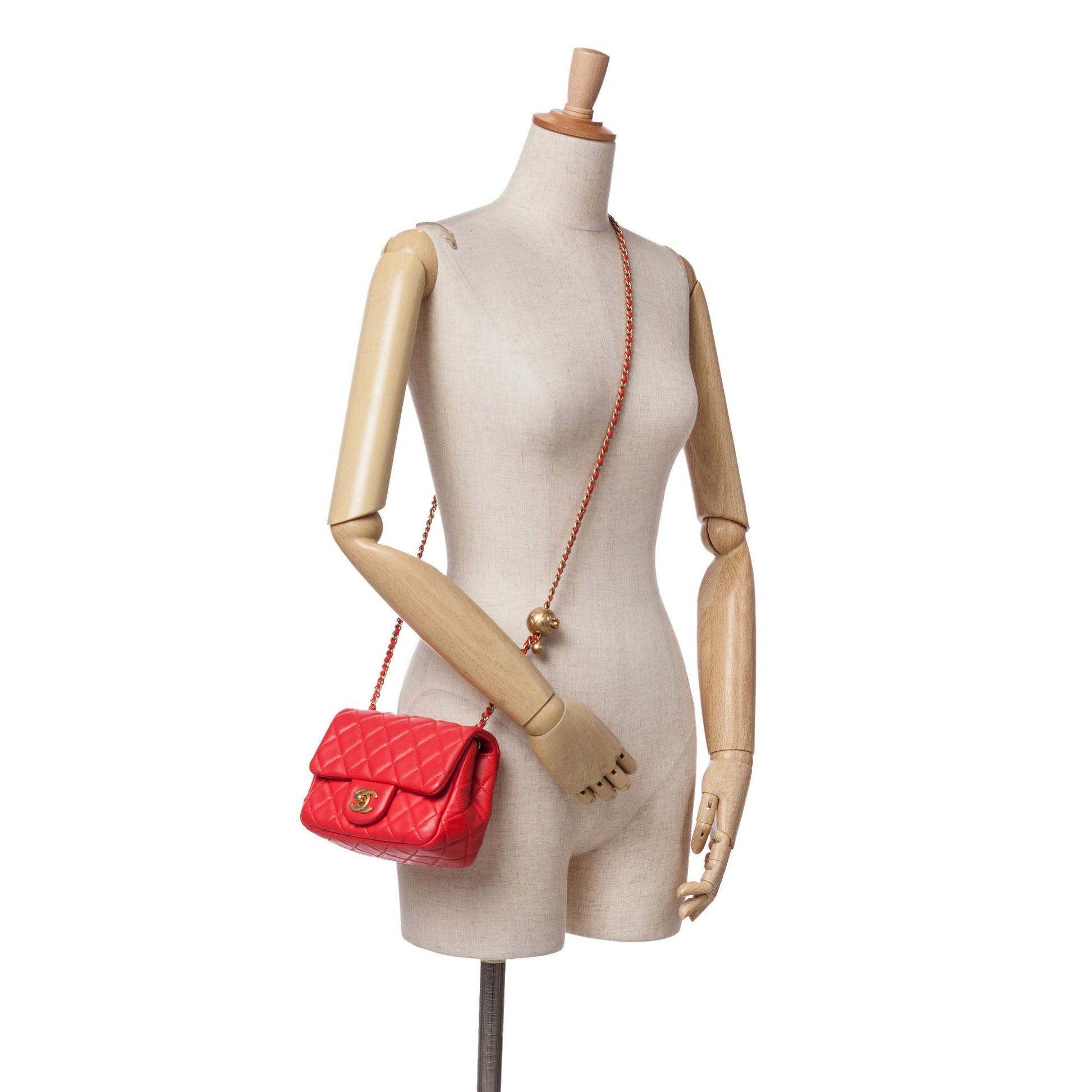 Chanel Mini Square Classic Lambskin Pearl Crush Single Flap