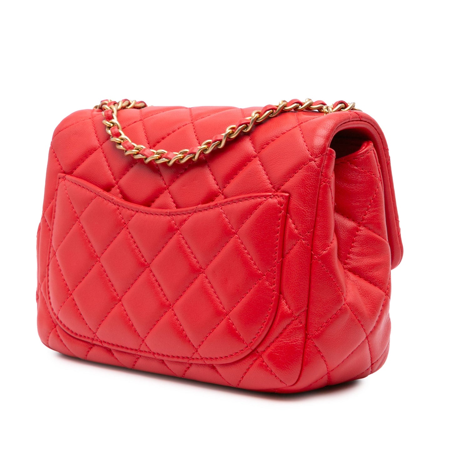 Chanel Mini Square Classic Lambskin Pearl Crush Single Flap