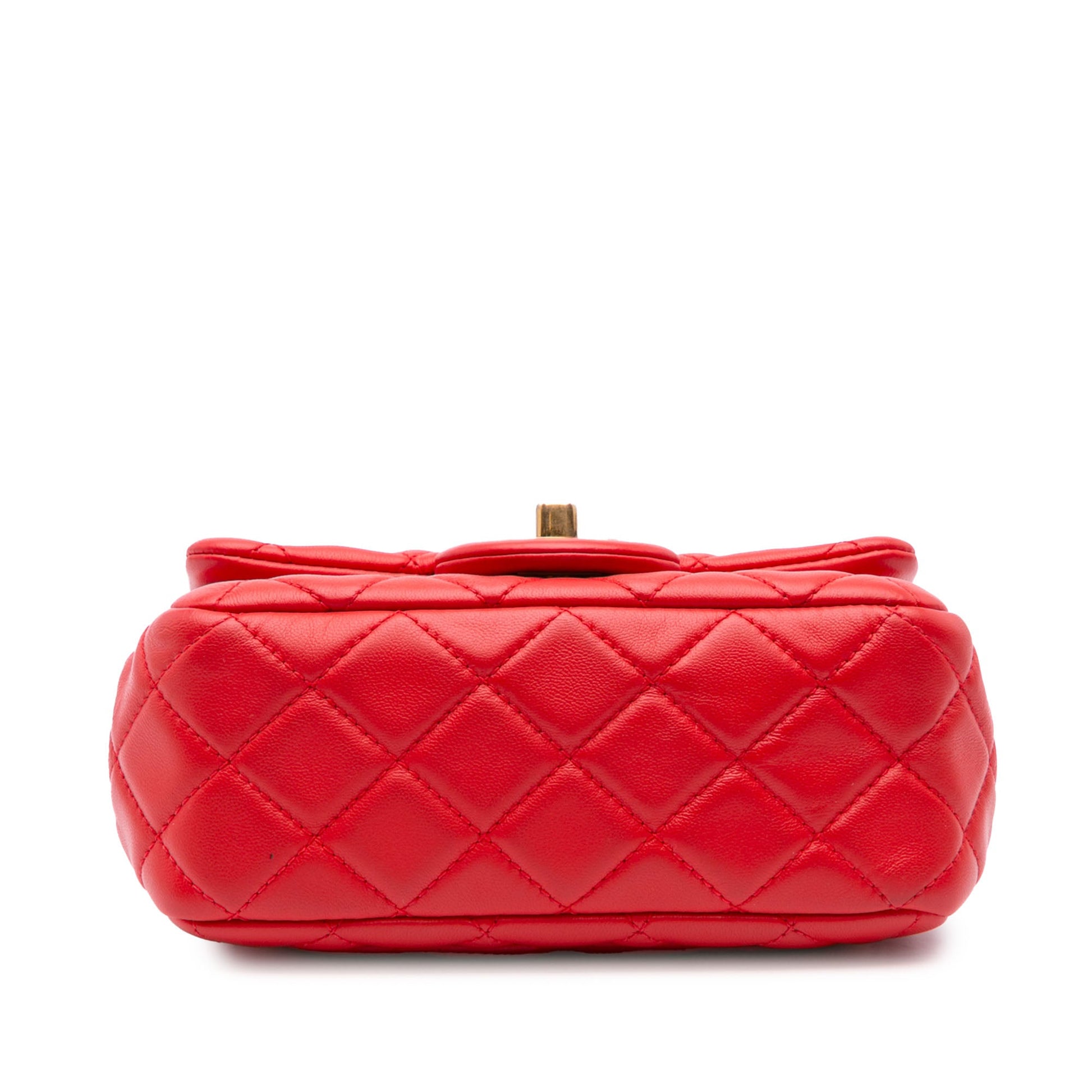 Chanel Mini Square Classic Lambskin Pearl Crush Single Flap