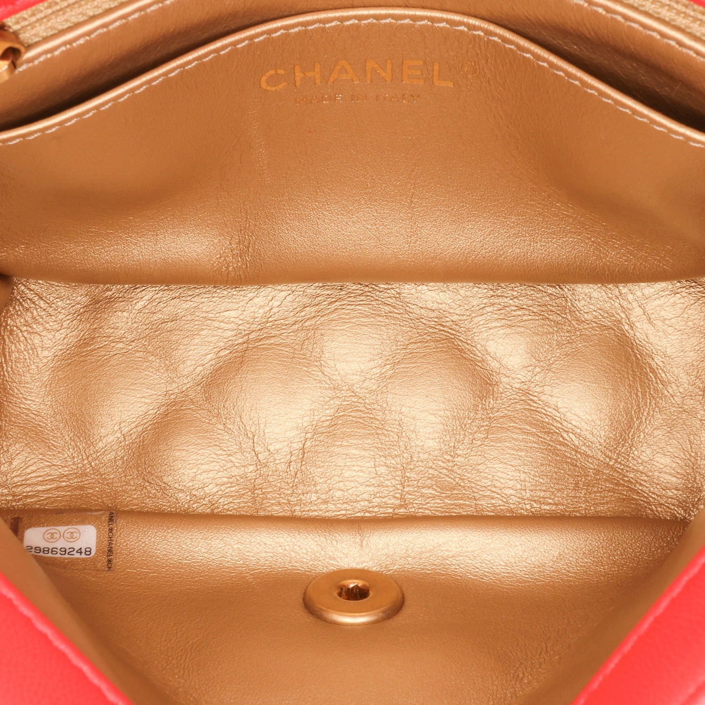 Chanel Mini Square Classic Lambskin Pearl Crush Single Flap
