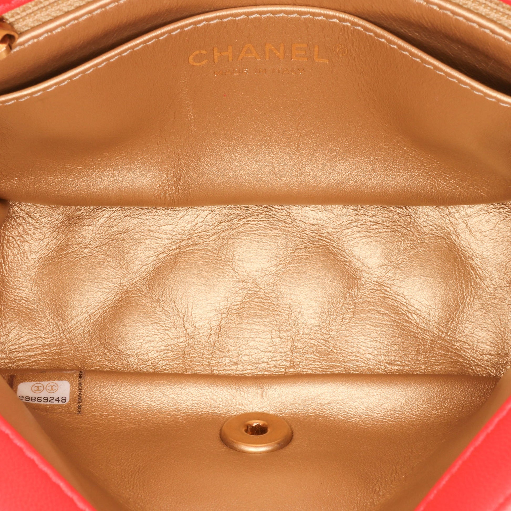 Chanel Mini Square Classic Lambskin Pearl Crush Single Flap