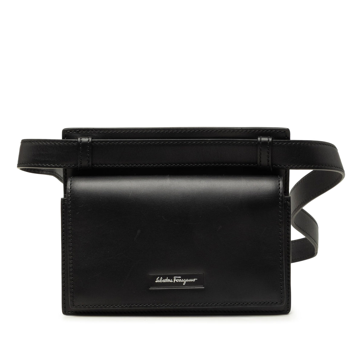 Ferragamo Leather Belt Bag — Black
