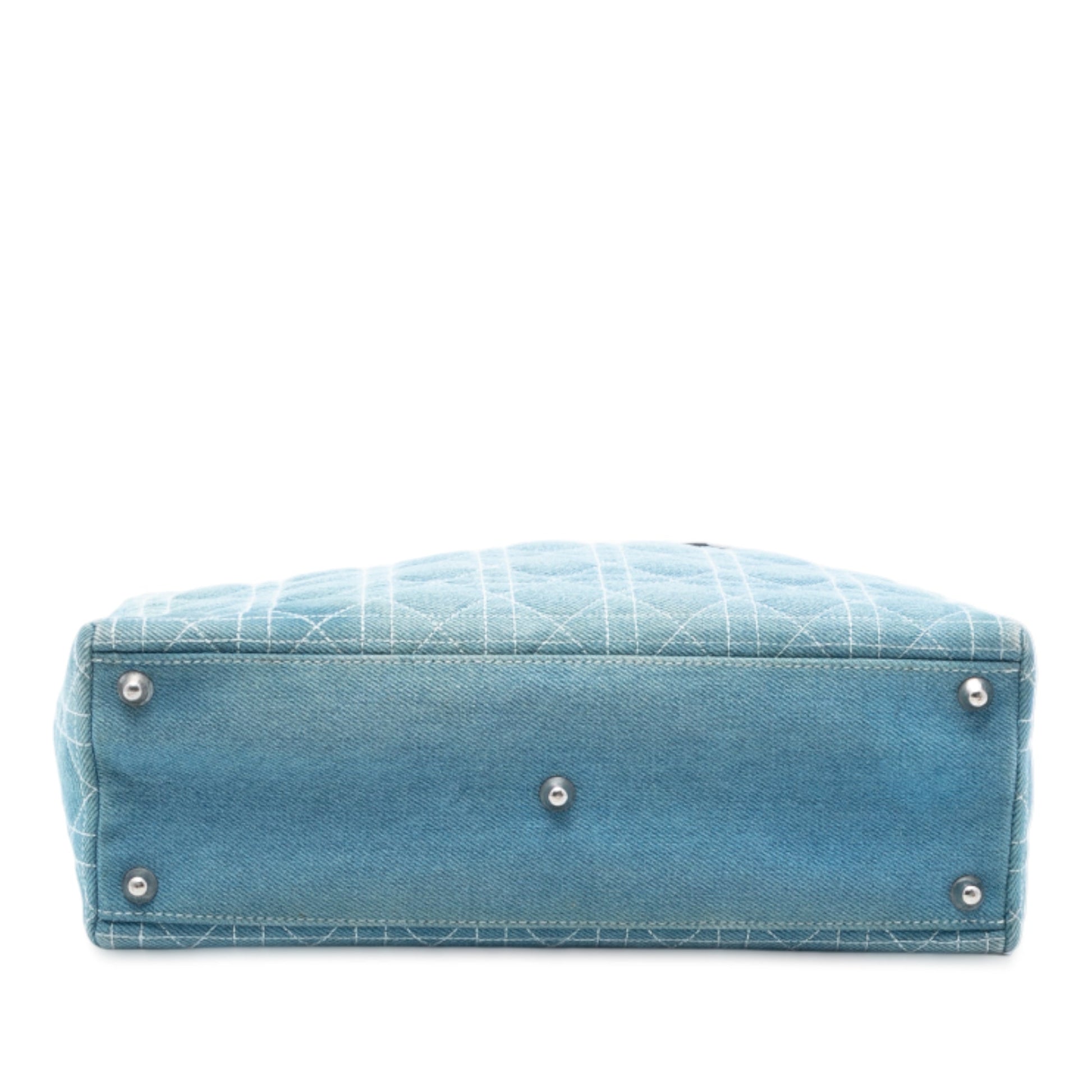 Dior Large Denim Cannage Acrylic Handles Lady Dior